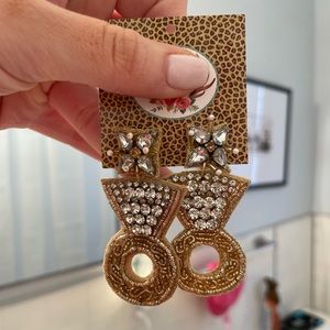 Beaded diamond ring earrings